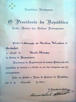 SÃÂ³cio HonorÃÂ¡rio da Ordem de BenemerÃÂªncia - 9 de Outubro de 1972